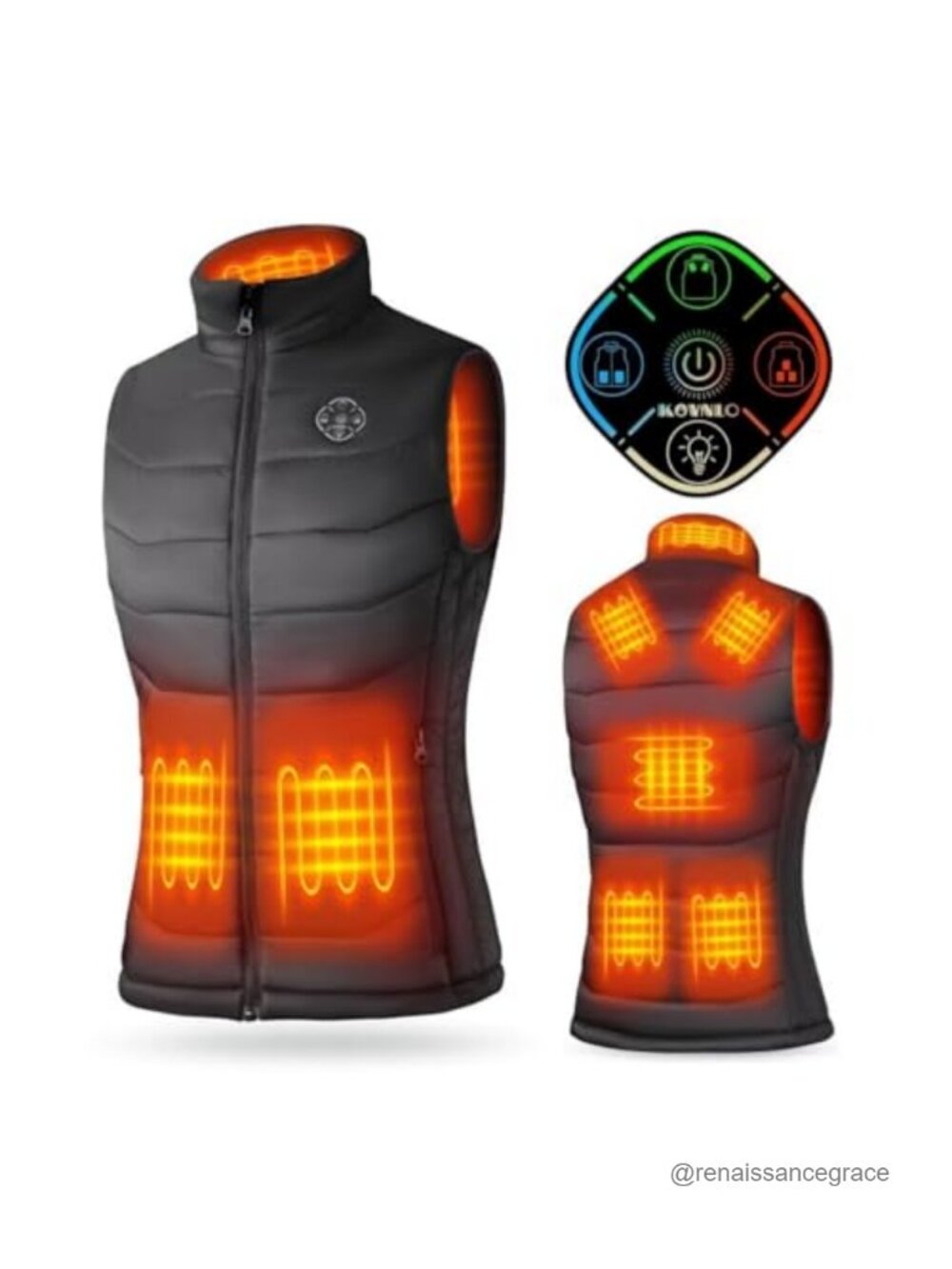 KOVNLO Women's Heated Vest Sleeveless Warming Jacket with 8 Heating Zones